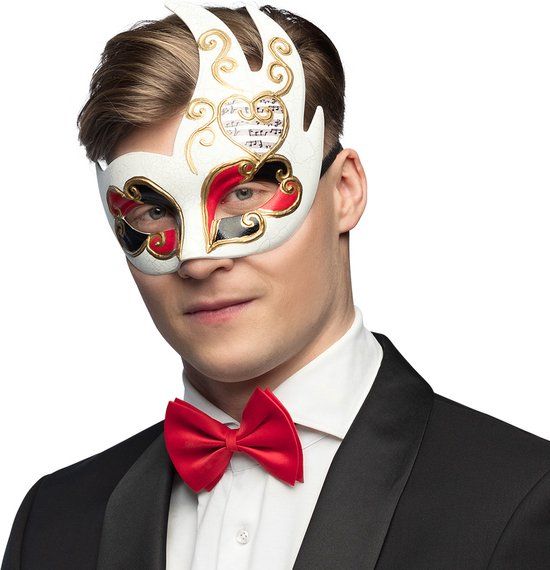 Boland - Masker Venice musica - Volwassenen - Wit/rood/zwart