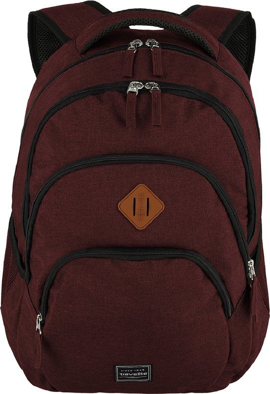 Travelite Basic Melange Backpack - 22L - Bordeaux Rood - 12 inch Laptop Compartment