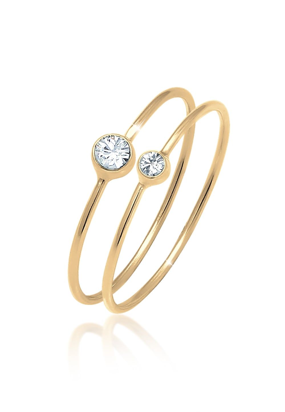 Elli Ring Dames Set - Elegant Basis - Kristallen - 925 Sterling Zilver Ringen