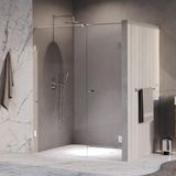 Brauer Void - Carving Nisdeur - 2-Delig - Helder Glas - 150 x 200 cm - Omkeerbaar - met Draaideur 70 cm - Aan Muur - incl. Glascoating - Chroom