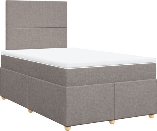 vidaXL Boxspring met matras stof taupe 120x200 cm