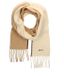 Manfield - Dames - Beige sjaal met beige en bruine details - Katoen - Langwerpig sjaal - Herfst/Winter