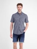 LERROS Overhemd met korte mouwen, effen, van onderhoudsvriendelijke materiaalmix, Maat: S, Kleur: CLASSIC NAVY