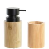 ITEM international Items badkamer accessoires set - drinkbeker - zeeppompje 16 cm - bamboe hout