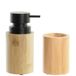 ITEM international Items badkamer accessoires set - drinkbeker - zeeppompje 16 cm - bamboe hout