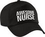 Bellatio Decorations Awesome nurse pet / cap zwart voor dames