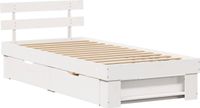 vidaXL Bedframe met hoofdeinde, 75 x 190 cm, massief grenenhout, wit