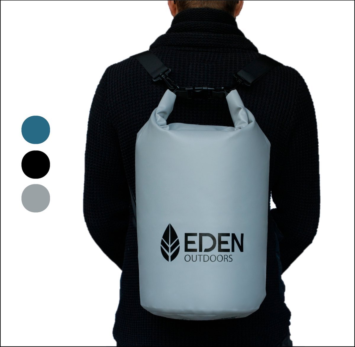 Eden Outdoors - Drybag - 100% Waterdichte Rugzak 20L - Blauw - Grijs - Zwart