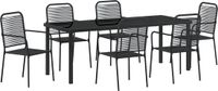 vidaXL Tuinset, 7-delig, zwart, gepoedercoat staal