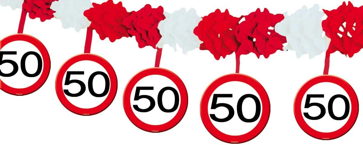 Folat Guirlande Verkeersbord - 50 jaar 4mtr