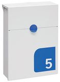 ARREGUI Tondo S E6721-BLU Brievenbus van Verzinkt Staal | Formaat S (DIN A5 Post) | Kleine Wandbrievenbus | Bedekte Brievenbus Slot | Regenbestendig | met Personaliseerbaar Huisnummer | Wit en Blauw