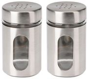 Excellent Houseware Moulin à poivre / salière - 2x - verre - argent - 94 ml