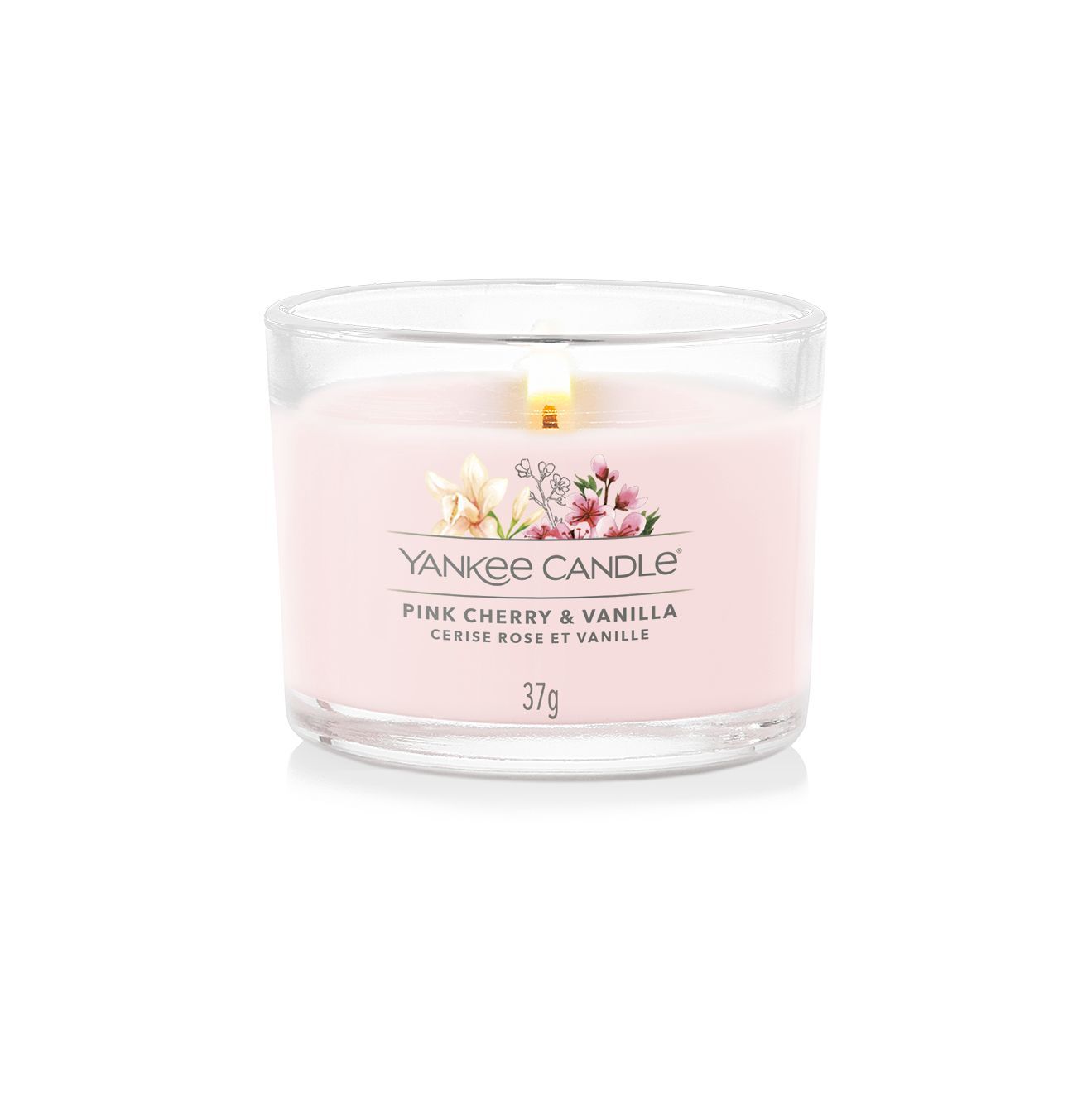 Yankee Candle Pink Cherry Vanilla Scented Candle - Round - 10 Hours - Pink