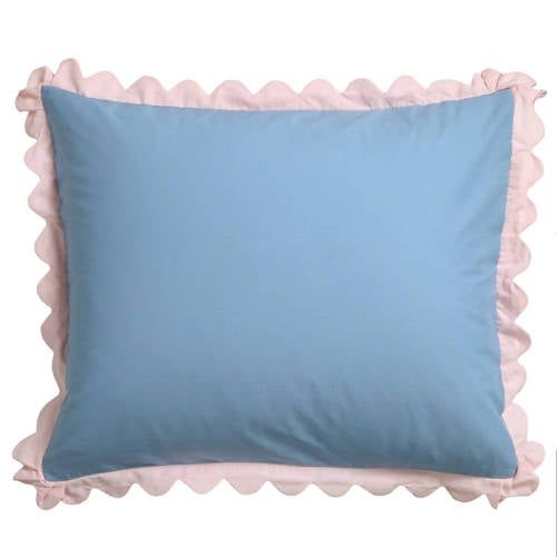 NOUS Living katoenen kussensloop lichtblauw - scalloped edge (60x70 cm)