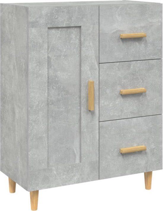 vidaXL Dressoir - 69,5x34x90 cm - Bewerkte Hout - Betongrijs