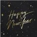 Merkloos Servetten Happy New Year - 40 stuks - zwart/goud - 33 x 33 cm