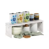 Furinno HELENA Keuken Aanrecht Organizer, 45 cm Keuken Aanrecht Planken, Stapelbare Organizer Plank, Kruidenrek voor Keuken, Bijkeuken, Koffiebar, Marmer Wit