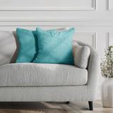 DecoKing Henry, 58442, 2-delige 2 kussenslopen 45 x 45 cm, microvezel ritssluiting, fleece kussenhoezen, turquoise