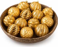Holly & Jolly Kerstballen - 12x - goud - gedecoreerd - 8 cm - kunststof