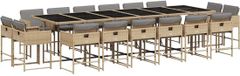 vidaXL Ensemble de jardin 17 pièces avec coussins, polyrotin, beige mélangé