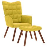 VidaXL Relaxstoel met kruk geel fluweel