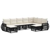 vidaXL Tuinbank - Set - 9 - st - Zwart - poly - rattan