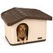 VOUNOT Maison pour Chien Imperméable avec Toit Incliné Niche Extérieur Intérieur avec Aération et Pieds Antidérapants 75x63x51cm Abri Confortable pour Chat Chien et Lapin Beige