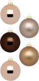 Inge-glas Christmas Goods Kerstballen set - 20x stuks - glas - bruin mix - 6 cm - glans/mat