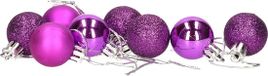 Gerim Boules de Noël - 8 pièces - Violet - Plastique - Mat/Brillant/Paillettes - D3 cm