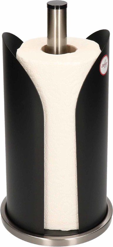 Zeller Keukenrolhouder - Rond - Metaal - Zwart - 15 x 31 cm