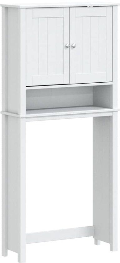 vidaXL Wasmachinekast BERG 76x27x164,5 cm massief hout wit