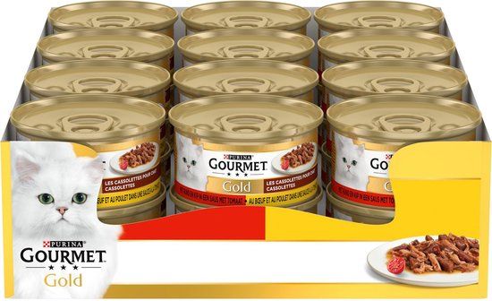 Gourmet Gold Cassolettes Kattenvoer Natvoer Rund & Kip - 24 x 85 g