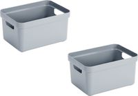 Bellatio Decorations Sunware Opbergbox Sigma - 5 stuks - Kunststof - Grijs - 13 liter - 35 x 25 x 18 cm
