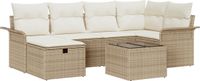 vidaXL Tuinbank Set 7-delig Beige en Crème Polyrattan