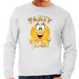 Bellatio Decorations Verkleed sweater voor heren - party time emoji - grijs - themafeesten/carnaval L