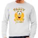 Bellatio Decorations Verkleed sweater voor heren - party time emoji - grijs - themafeesten/carnaval L