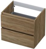 INK - Onderkast 2 Laden Greeploos met Houten Keerlijst - 600x450x520 Mm - Zuiver Eiken