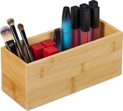 Merkloos Relaxdays bureau organizer - 1 vak - bamboe - 9,5x23x9 cm