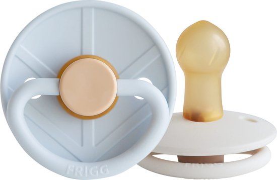 Frigg Little Viking Fopspeen - Rond - 2 Stuks - 0-6 Mnd - Powder Blue/Cream