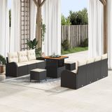 vidaXL Tuinbank Set 4 Zwart Polyrattan