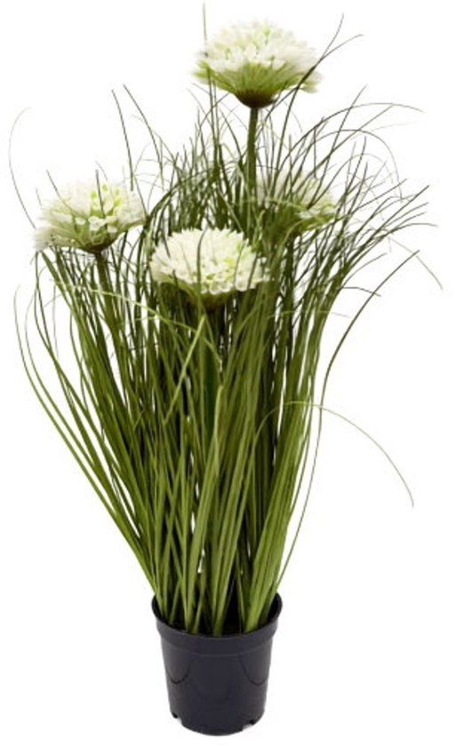 Oosterik Home Siergras met bloem wit H 47 cm kunstplant