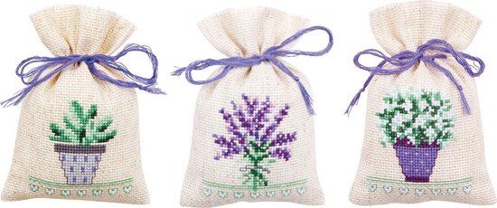 Vervaco Kruidenzakje Kit Provence Set van 3 - Borduurpakket