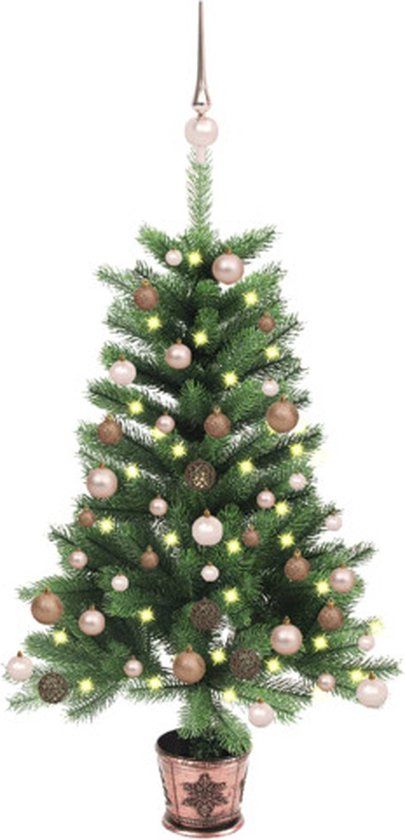 vidaXL Kunstkerstboom met verlichting en kerstballen 90 cm groen