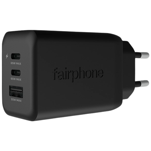 Fairphone Dual USB-C + USB Snellader 65W Zwart