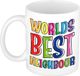 Bellatio Decorations Cadeau mok / beker - Worlds Best Neighbour - 300 ml - Wit