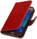 Best Cases Rood Pull-Up PU booktype wallet cover hoesje voor Samsung Galaxy J7 2016