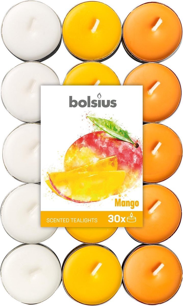 Bolsius Geurkaarsen Theelicht Mango Oranje/wit 30 Stuks