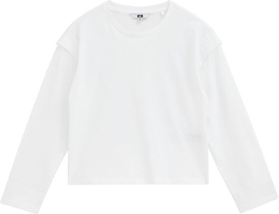 WE Fashion Meisjes T-shirt met lange mouwen Wit Katoen Maat 134/140