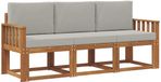 vidaXL Ensemble de canapé d'extérieur 3 pièces Naturel et Gris clair