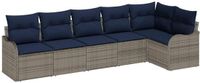 vidaXL Tuinbank Set 6-zits Grijs Polyrattan